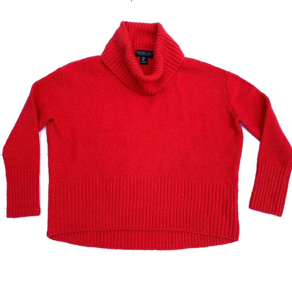 Rachel Zoe Red Boucle Turtleneck Sweater